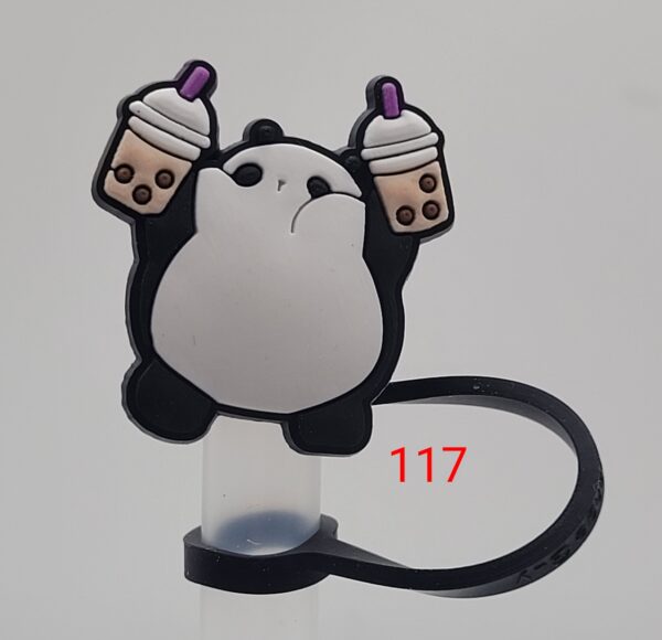 Black and White Cat with Two  Bubble Tea