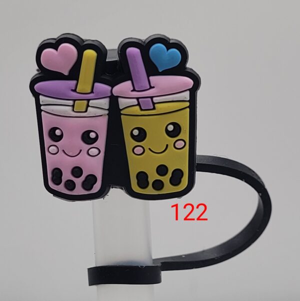 Two Bubble Teas with Pink and Blue hearts